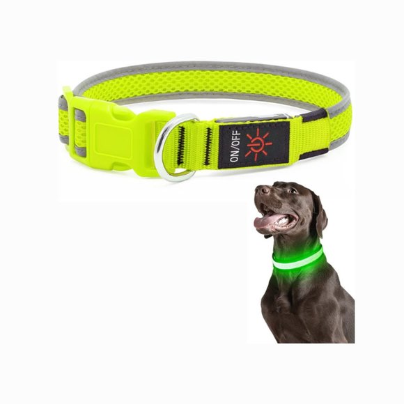 LED Dog Collar, Adjustable Comfortable Soft Mesh Safety Dog Collar , Gre… - Picture 2 of 5